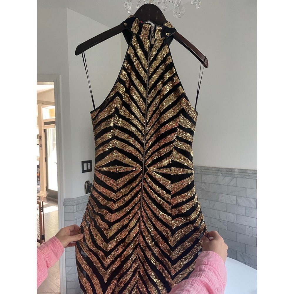Black & gold sequin detailed cocktail dress